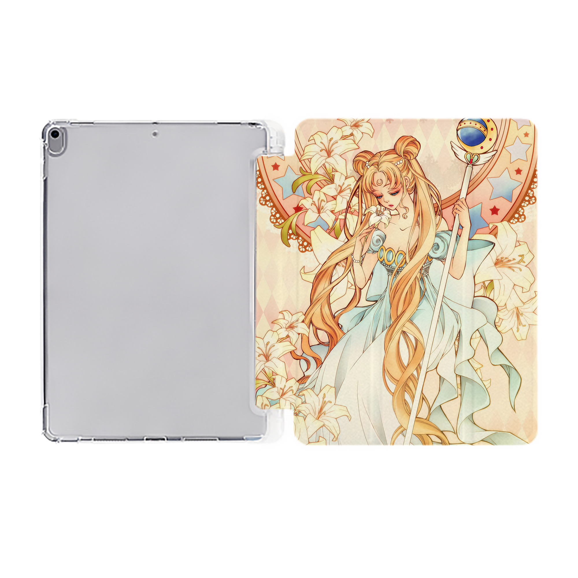 （画像用） 美少女戦士セーラームーン Sailor Moon IPad ケース ペン収納付き 三つ折りスタンド PUレザー×シリコン 対応機種9.5/10.5/10.9インチ